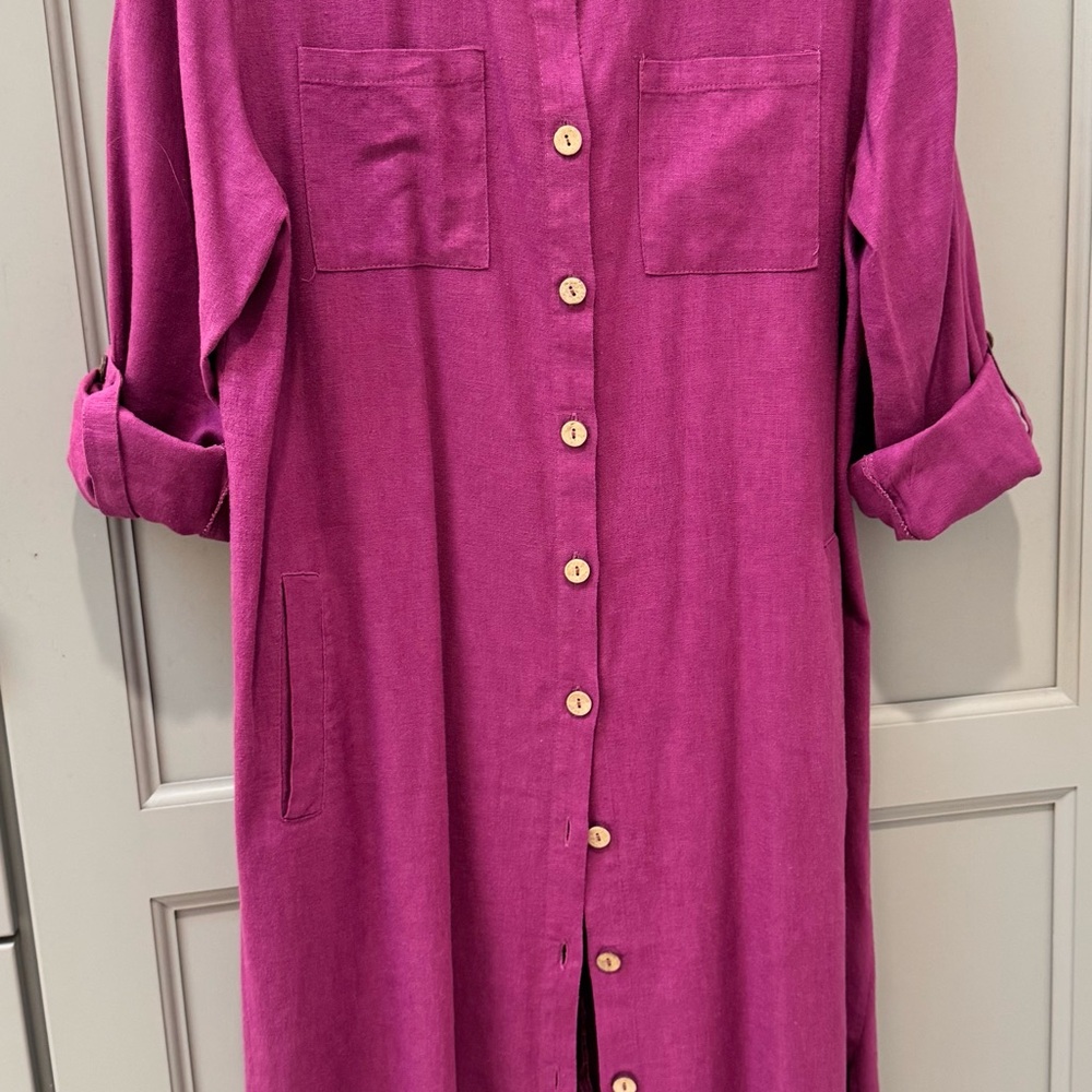 Sundance Linen Blend Shirt Dress